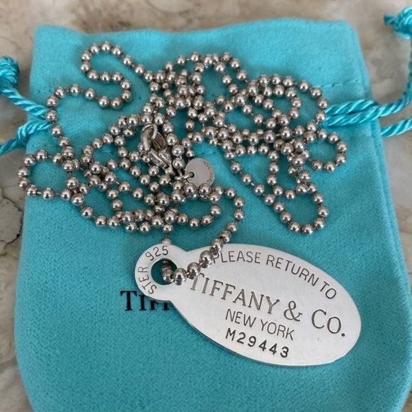 Authentic Tiffany?& Co Return to Tiffany Oval Tag 35” Ball Chain Sterling Silver